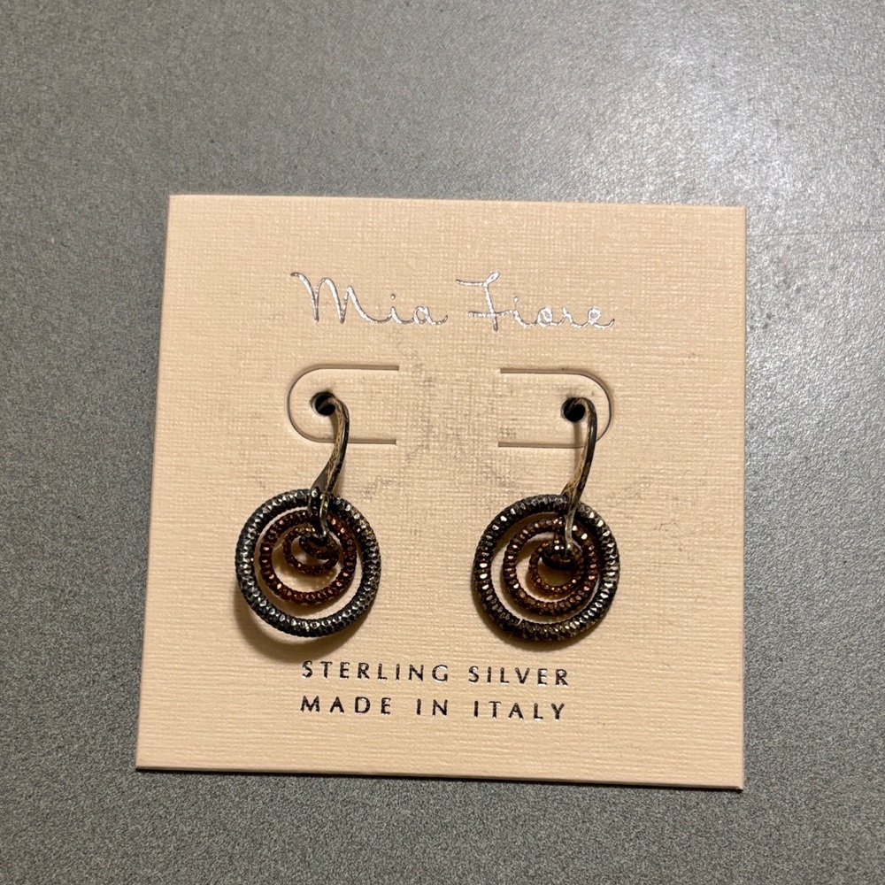 Mia Fiore Sterling Silver Earrings with Brown Accents